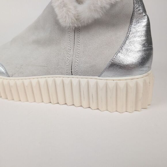 NEW Voile Blanche White Silver LUSH platform boot suede synthetic fur US 10.5/11 - Picture 7 of 15